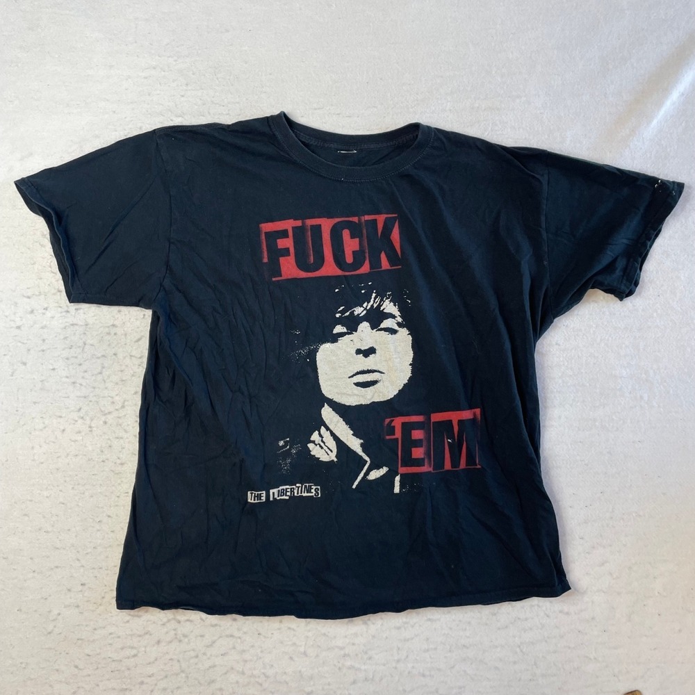 The Libertines Band T-Shirt Mens Size XL Black F**k Em Graphic Punk Rock Tee